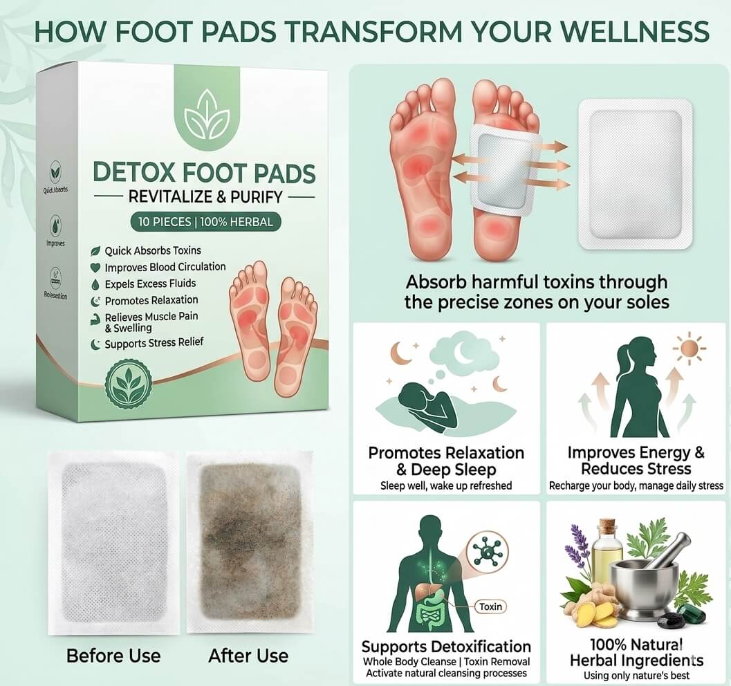 🌿 Detox Foot Pads Herba Jivan 🌿🦶 BUY 10 GET 20 FREE 🌱